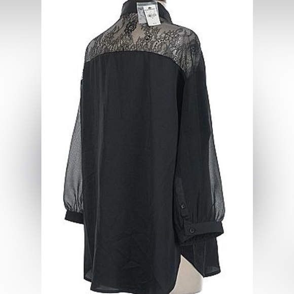 NWT Express Black Blouse with Sheer Sleeves - Picture 5 of 5